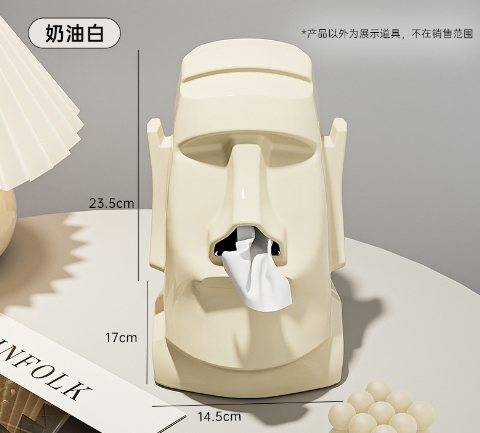Creative Plaster Tissue Box Multi-Function Headset Holder with Built-in Spring Large Capacity