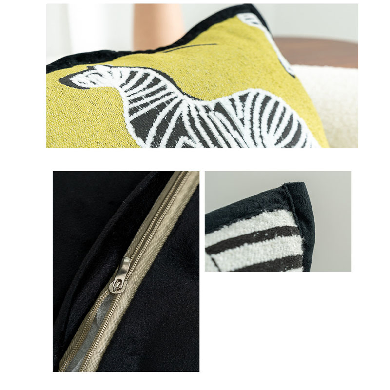 American Vintage Zebra Embroidery Chenille Jacquard Pillow Cover - Light Luxury Minimalist Throw Pillow for Sofa & Bed Cushion