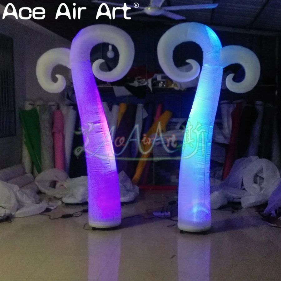 Inflatable Lighting Stage Decoration Inflatable Sheep Horns Illuminating Pillars Balloon with Air Blower