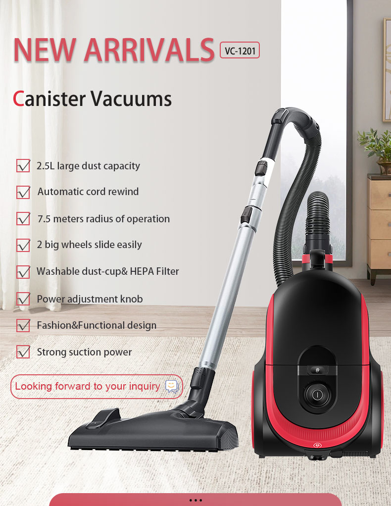 2000W Canister Bagless Vacuum Cleaner 23kpa for Home Use Vaccums