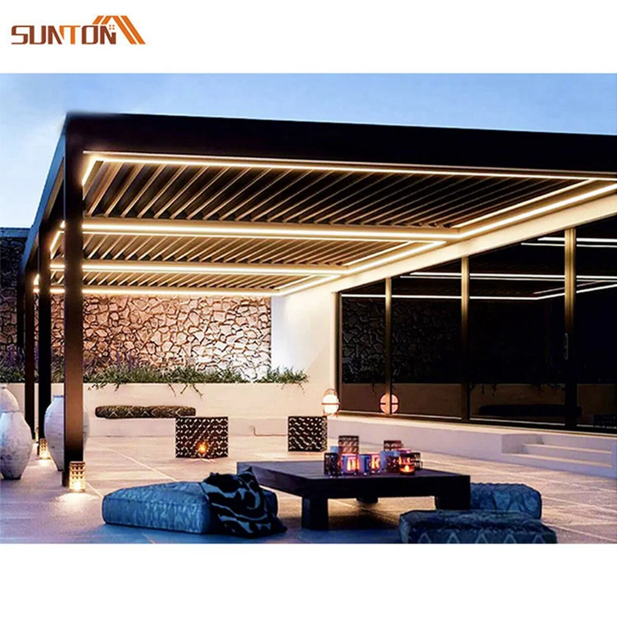 Outdoor Garden Modern Aluminum Waterproof Pergola Covers Louver Roof Pergola