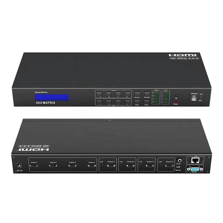 Custom 4X4 4K for HDMI Matrix Switcher with RS232 and Quad Multi-Viewer 3840*2160 30Hz Video Splitters & Converters