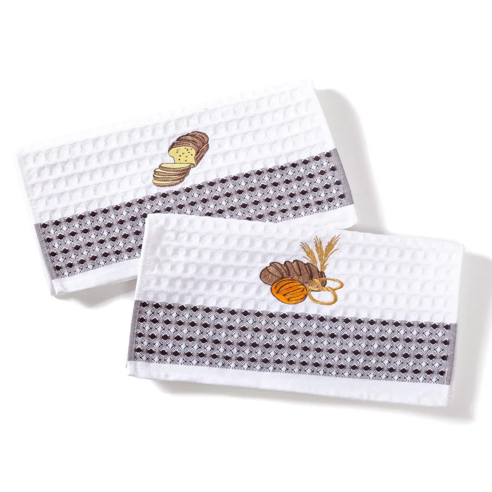 Soft Absorbent Cotton Waffle Hand Tea Towel Embroidered Logo Kitchen Dish Towels