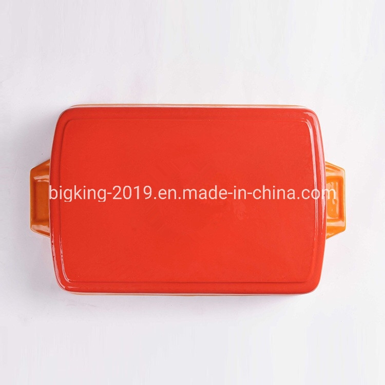 Colored Enamel Rectangle Cast Iron Baking Dishes for Cooking