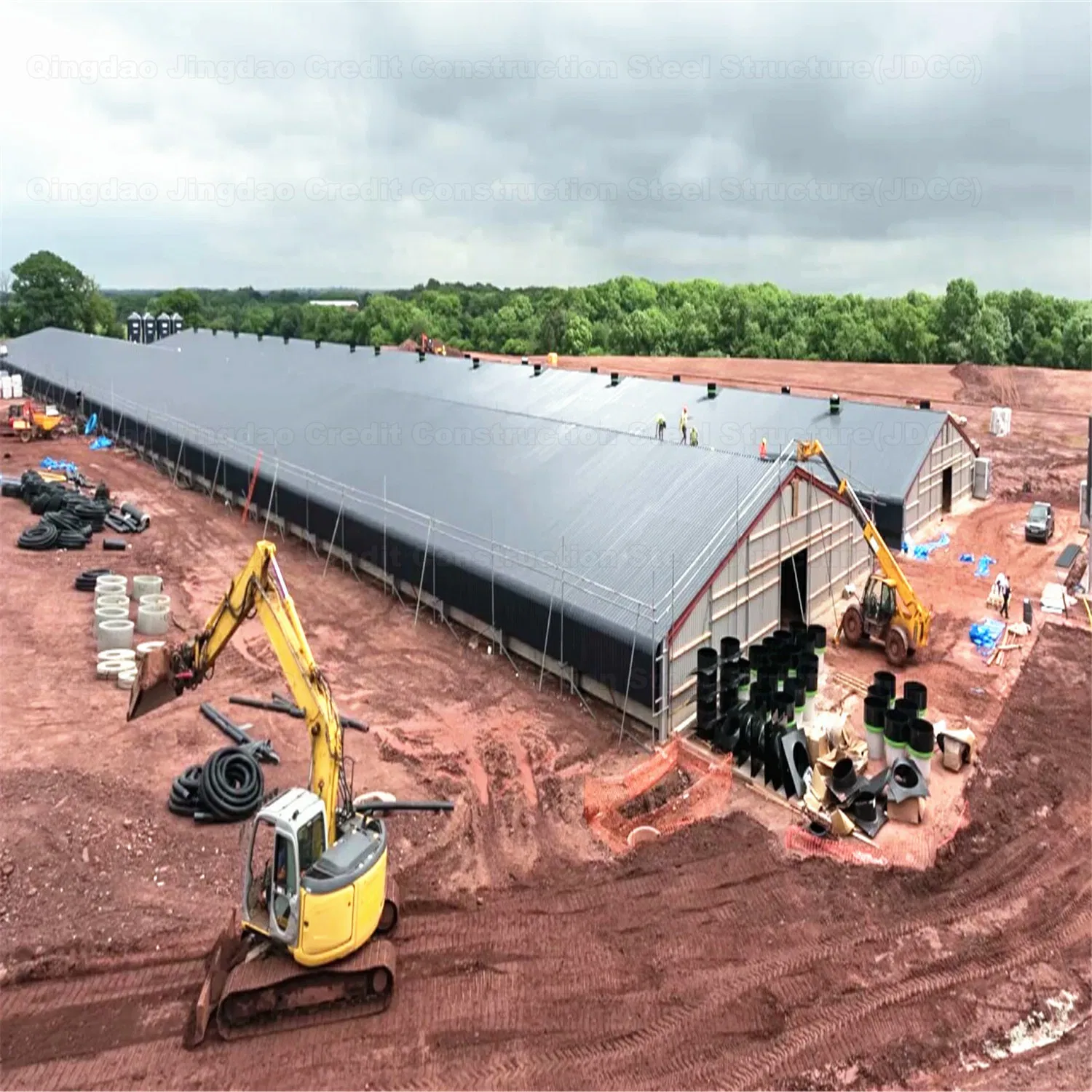 Quality Assurance Prefabricated Prefab Galvanized Light Truss Door Style Steel Structure Design Chicken Cage Poultry Shed Farms