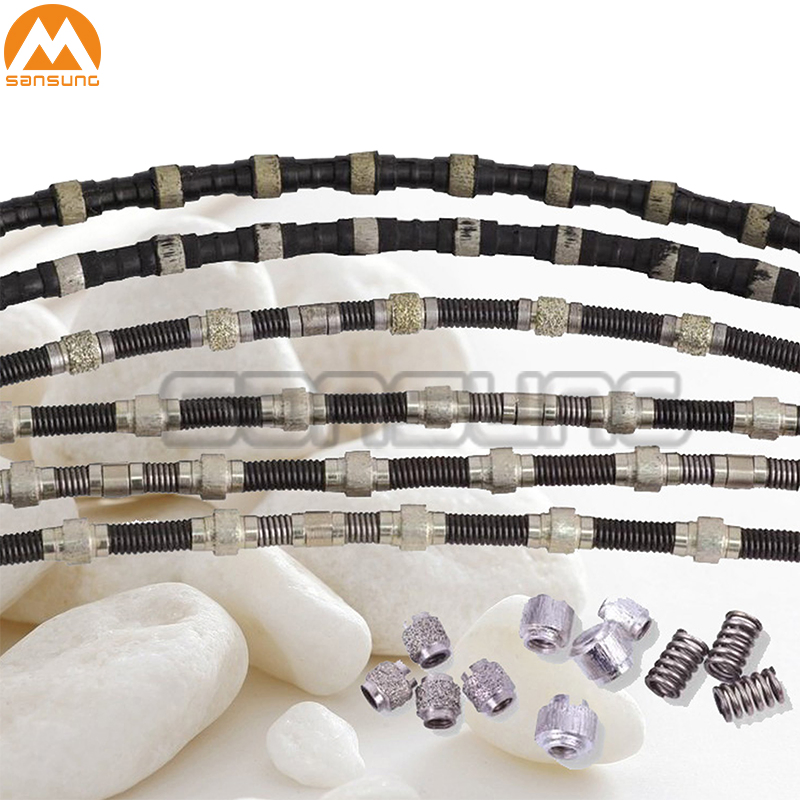 Marble and Granite Quarry Stone Block Extraction Rubberized Diamond Wire