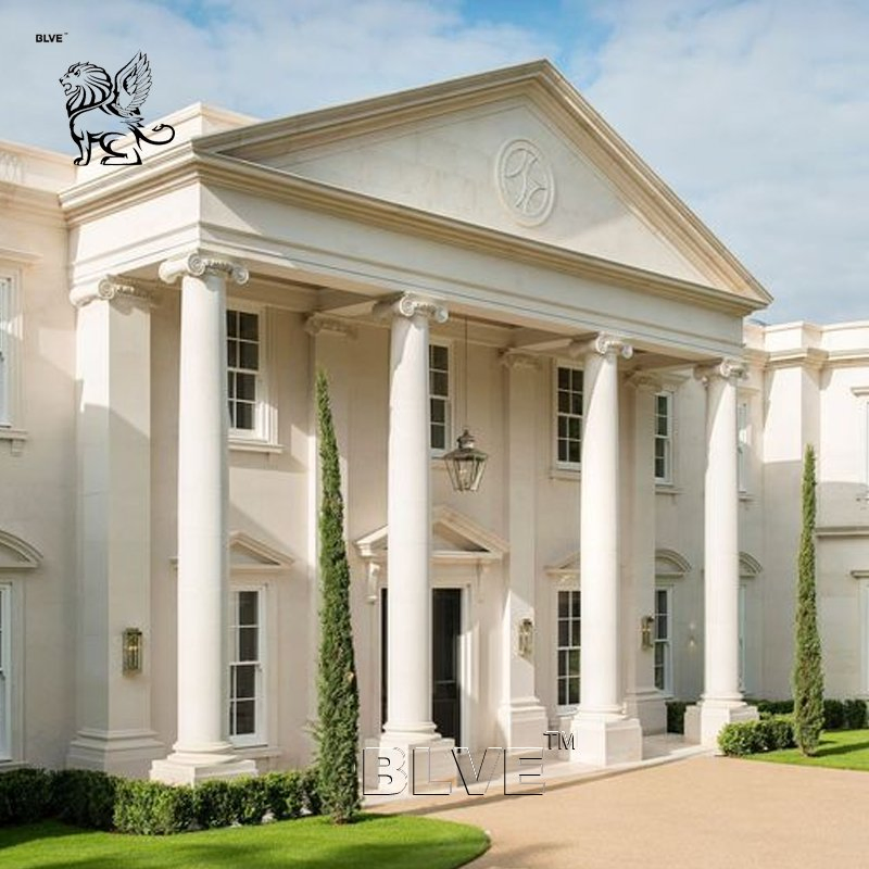 Outdoor House White Stone Building Pillars Design Decorative Roman Marble Corinthian Column Factory