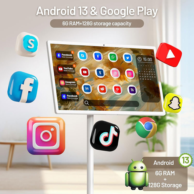 24 Inch Wireless Smart Portable TV Indoor LCD Display Capacitive Touch Rechargeable Moveable Android Monitor