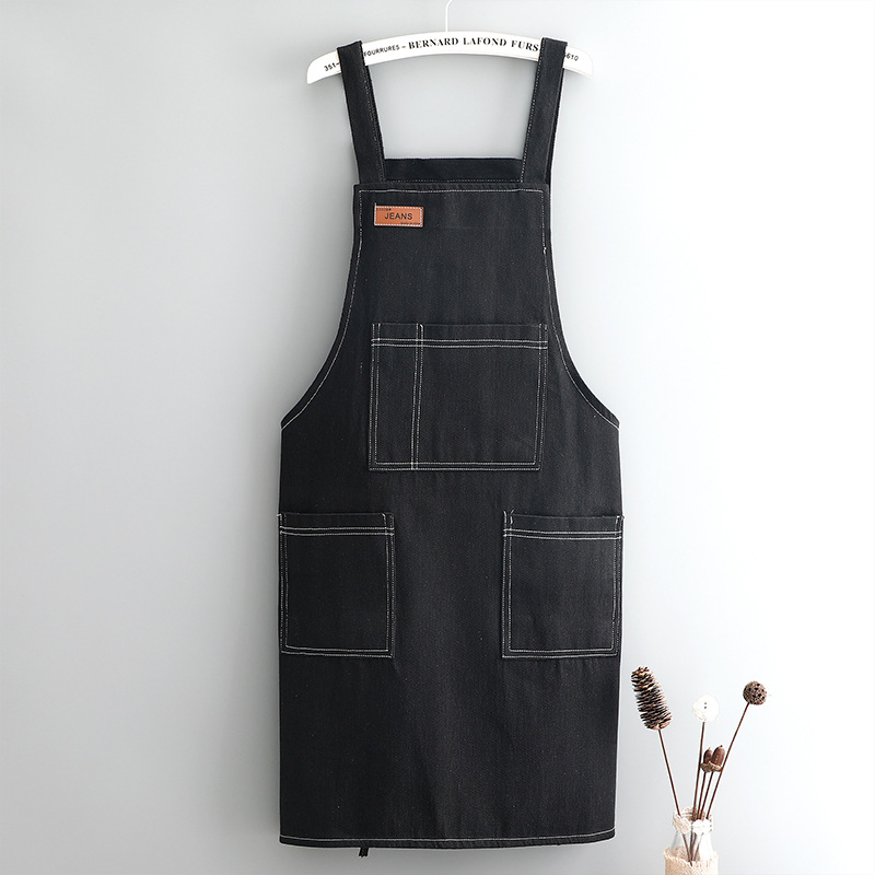 Custom Denim Sleeve Apron Working Oil-Resistant Thickened Wear-Resistant Long Apron Garden Waterproof Oil-Proof Canvas Apron