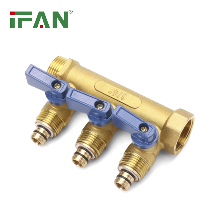 Ifan Fress Sample Factory DIN 16833 Manifold Floor Heating 2-5 Hole Straight Pex Pipe Manifold OEM Brass Manifold