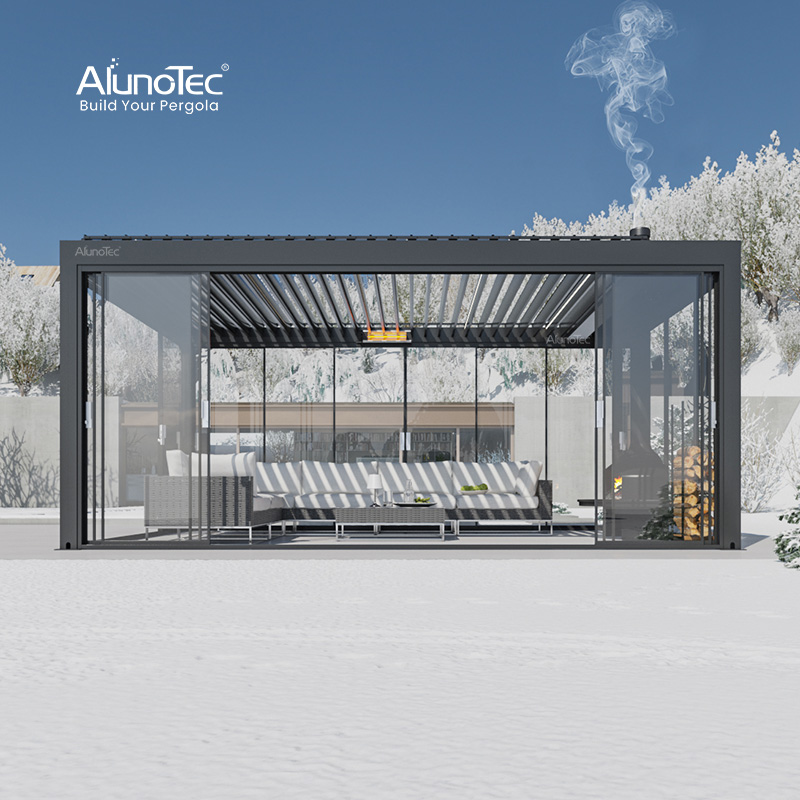 Беседка алюминиевая AlunoTec моторизованная биоклиматическая жалюзи