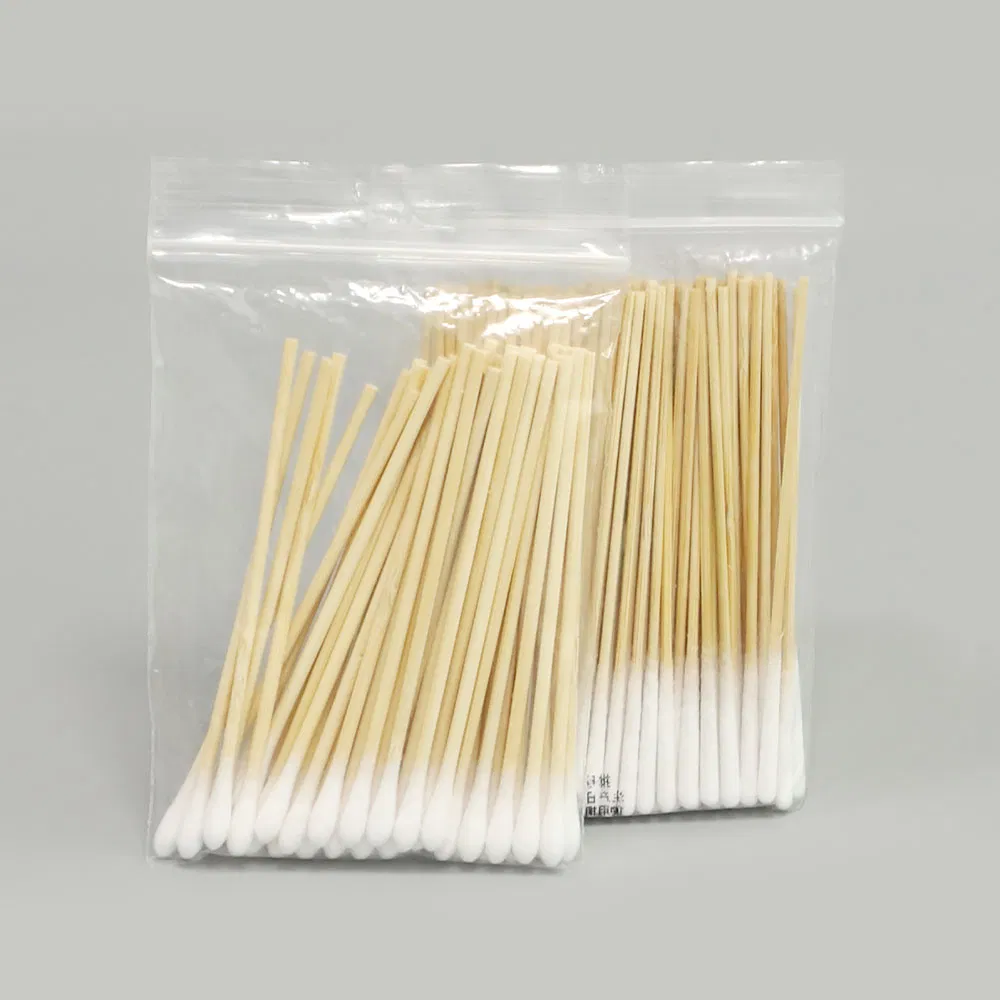 100PCS Natural Eco Friendly Cotton Buds Wooden Bamboo Stick OEM for Make-up Cleaning Tools