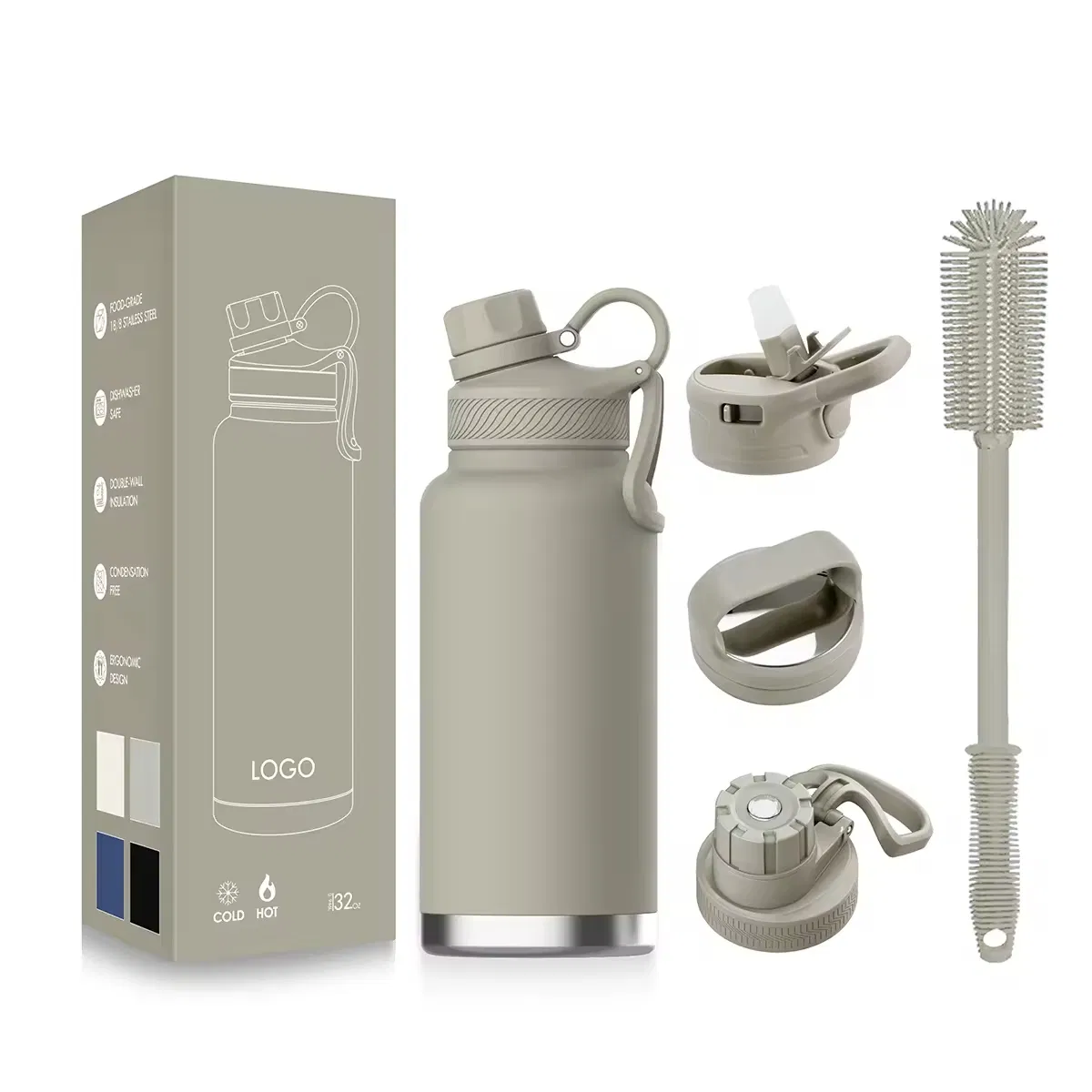 Термос вакуумный 1 л с логотипом, сталь, двойные стенки