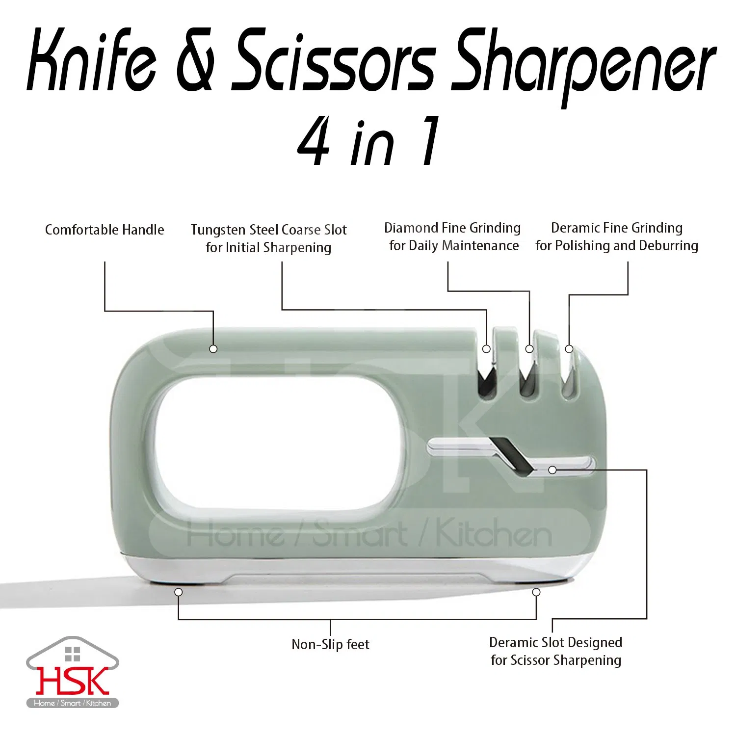 3-Stage 4 in 1 Kitchen Knife Sharpener
