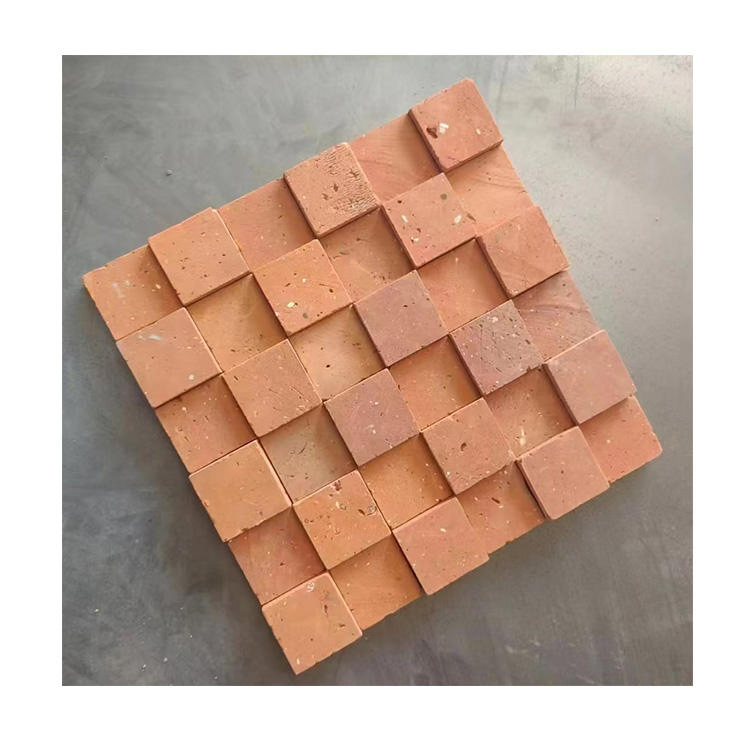 Small Square Brick Art Retaining Wall Baked Red Clay Bricks