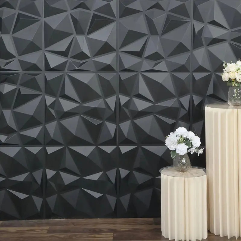 Matt Black Diamend Shape 3D PVC Wall Panel for Wall Decoration