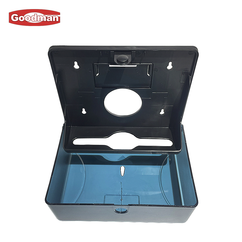 Custom Simple Black Napkin Holder Tissue Storage Box for Public Toilet Restroom Hotel Plastic Wall Mounted Tissue Boxes
