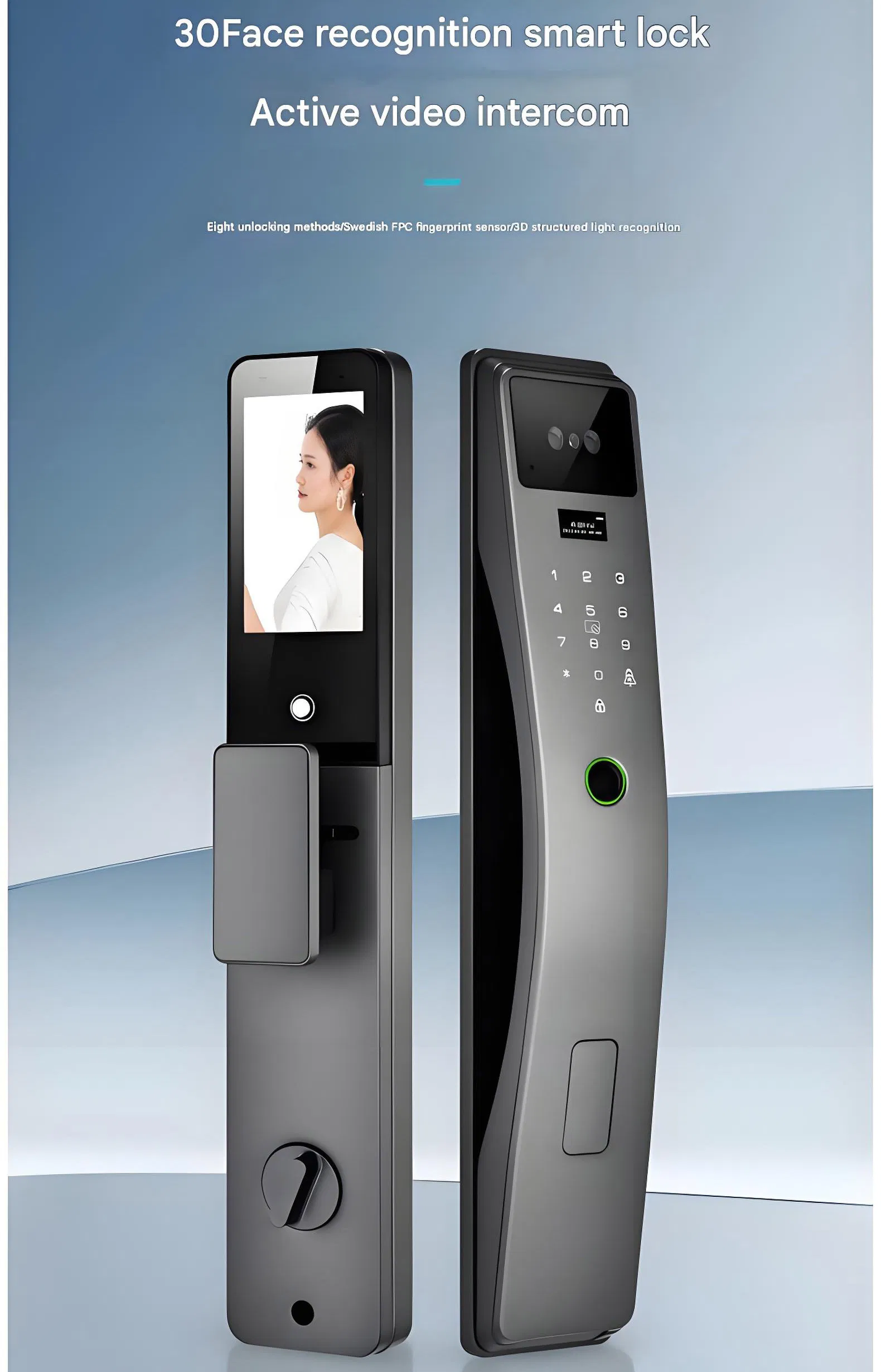 Multi Language Visual Intercom Smart Lock 3D Face Recognition Intelligent