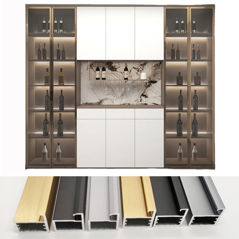 Aluminum Frame Profile Glass Wardrobe Sliding Doors Minimalist Aluminium Extrusion Frame Profile
