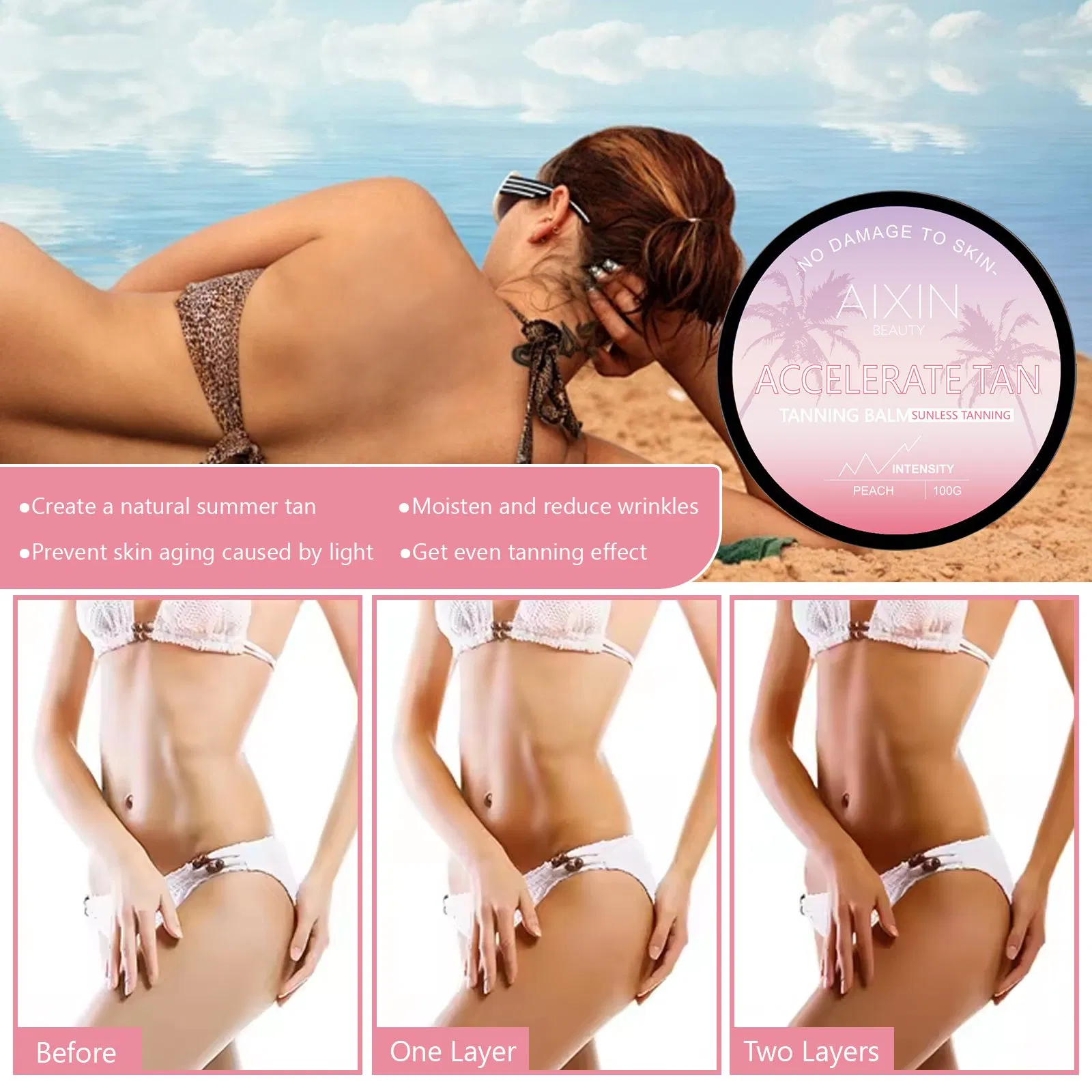 Beauty Skin Care Accelerate Tan Dark Sunbed Pineapple Peach Tanning Cream Cosmetics