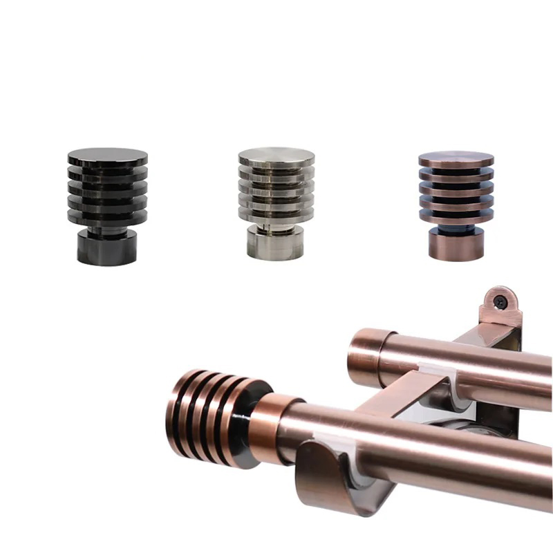 Curtain Rod Pole Set Curtain Rail Metal Aluminium Double Curtains Rods with Bracket and Finials