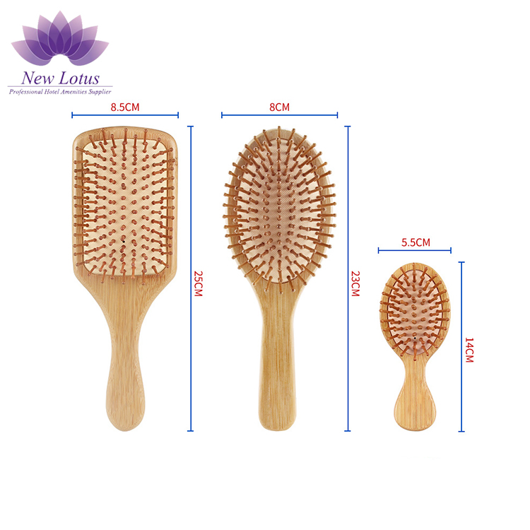 Gentle Bamboo Hair Comb Combined with Comfortable Cushioned Hair Brush
