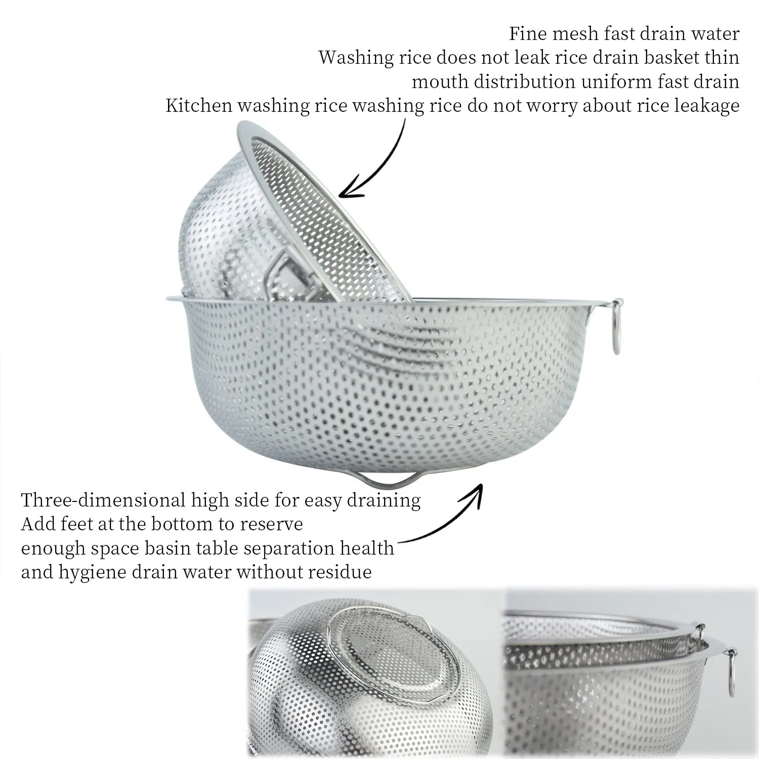 Thickened Stainless Steel Multi-Purpose Tight Hole Single Ring Basket