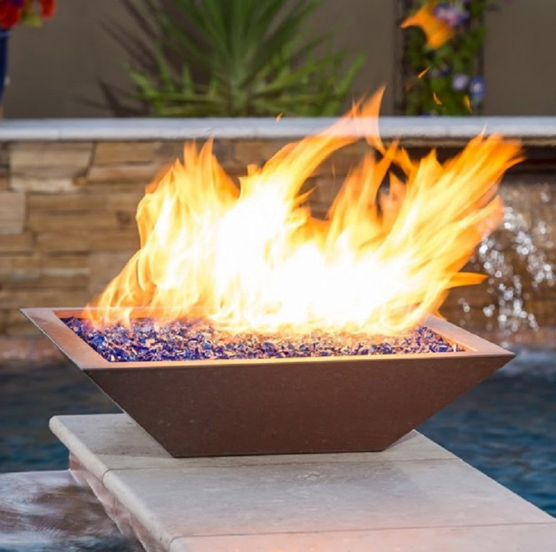 Corten Steel Pool Gas Fire Bowls Outdoor Propane Fire Pit Pot