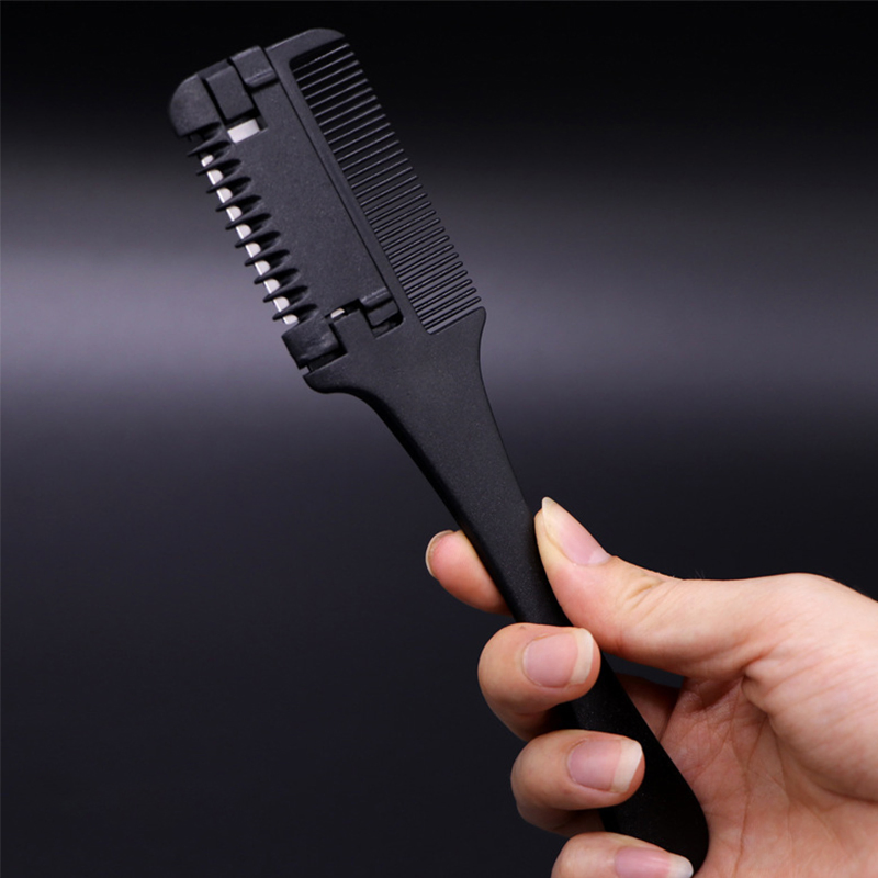 Hairdressing Haircut Brush Handle Razor Blade Hair Thinning Trimmer Comb
