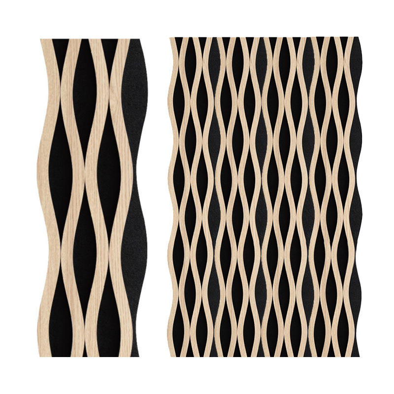 Special-Shaped Concave-Convex Polyester Grille Sound-Absorbing Panel Solid Wood Curved Grille Polyester Soundproof Panel