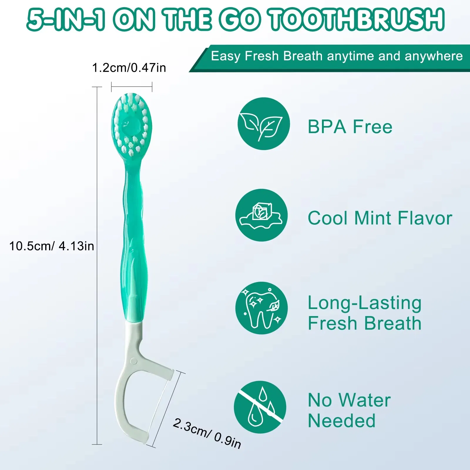 5-in-1 Disposable Travel Toothbrush Kit, Includes Toothpaste, Tongue Scraper, and Floss Pick for Hotel or Travel