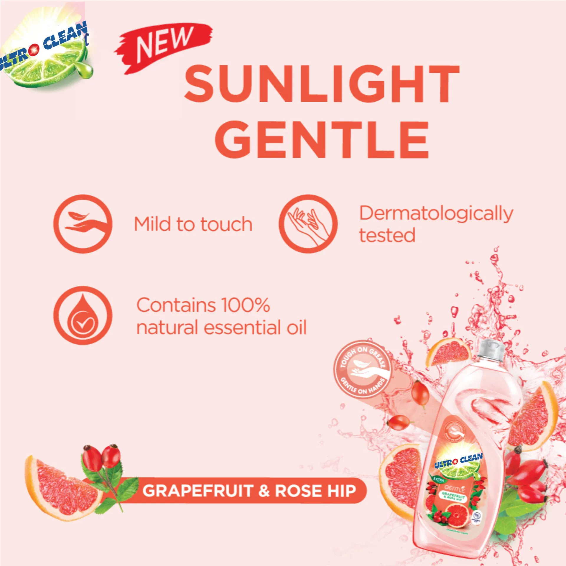 1L Grapefruit Kitchen Label Design Dishwash Liquid