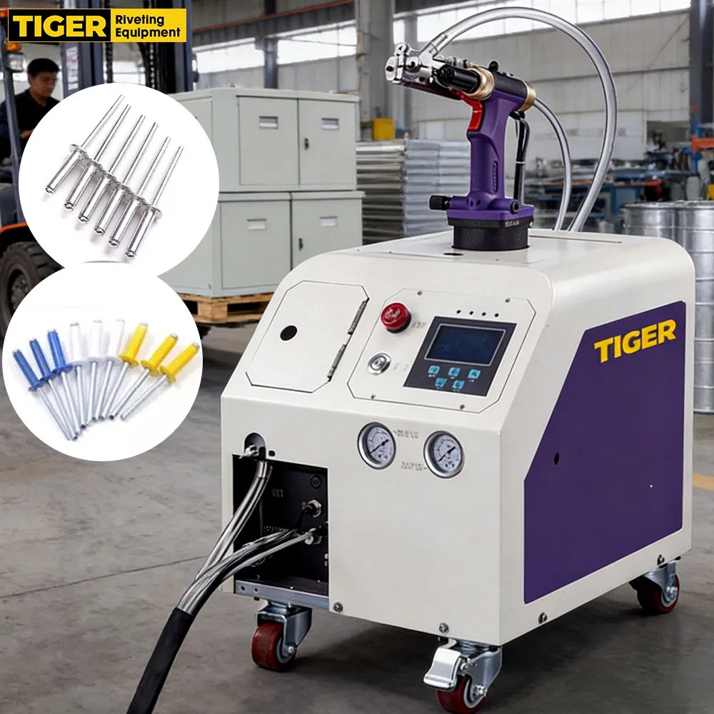 Pneumatic Automatic Feeding Blind Rivet Tool Riveing Double Gun Auto Riveter