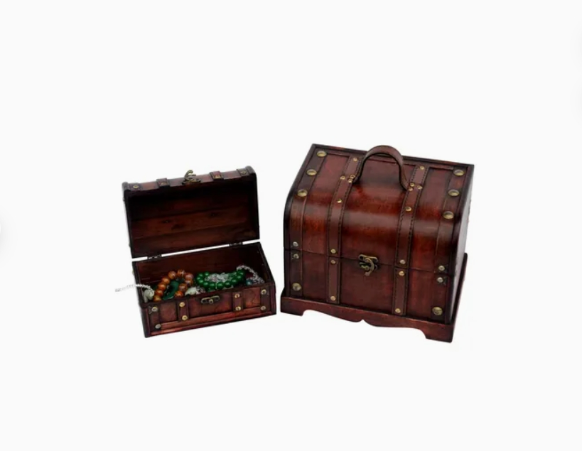 Antique Tabletop Clock & Jewelry Organizer Box Craft Clock with Drawer (HS100026) Vintage Wooden Decorative Clock with Storage Compartment