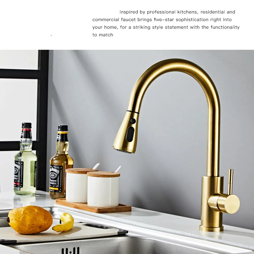 Смеситель для кухни и ванной Gold Sensor с выдвижным изливом