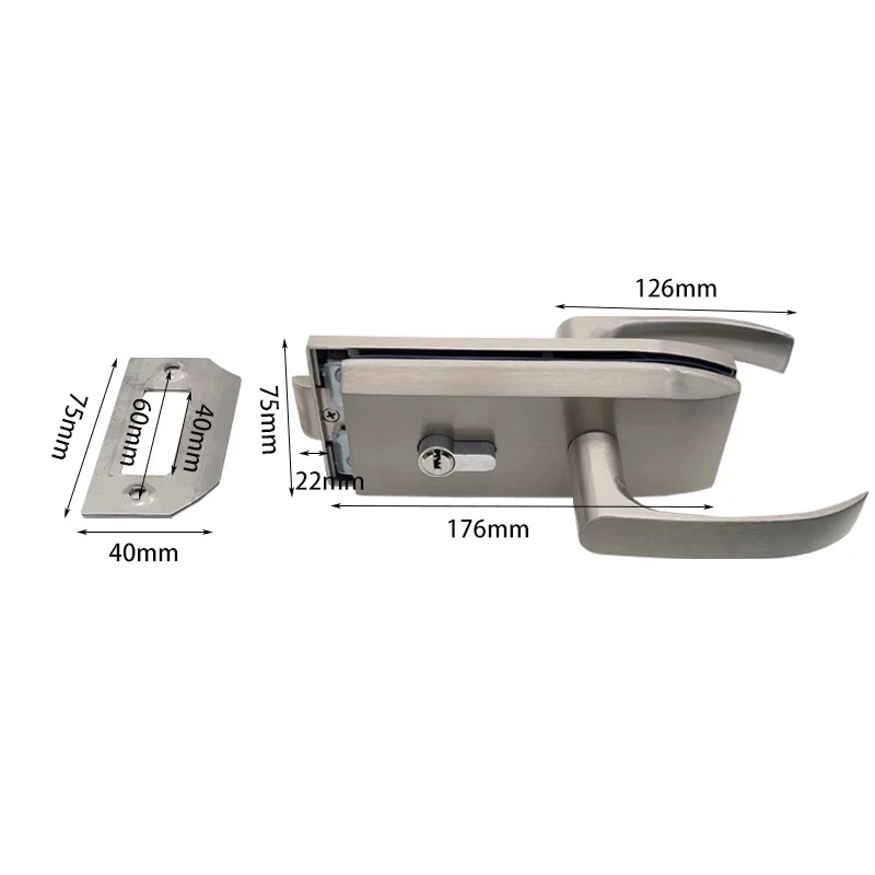 Studio Frameless Zinc Alloy or Stainless Steel Glass Door Lock with Handle Key