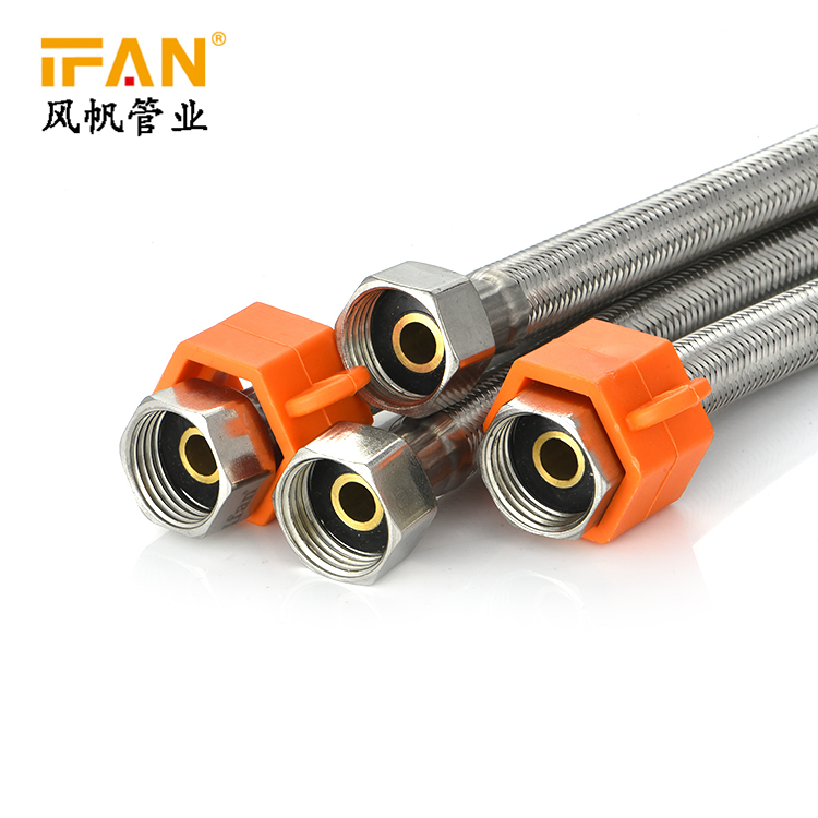 Ifan Factory Supplier Stainless Steel Bathroom Basin Water Heater Connector Flexible Braided Plumbing Hose