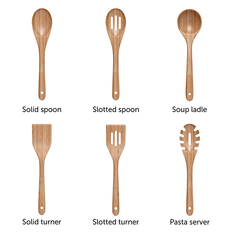 Organic 6 Piece Bamboo Cooking & Serving Utensils Set