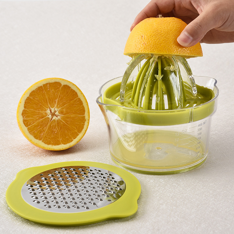 12oz Citrus Lemon Orange Juicer Manual Hand Squeezer with Built-in Measuring Cup and Grater