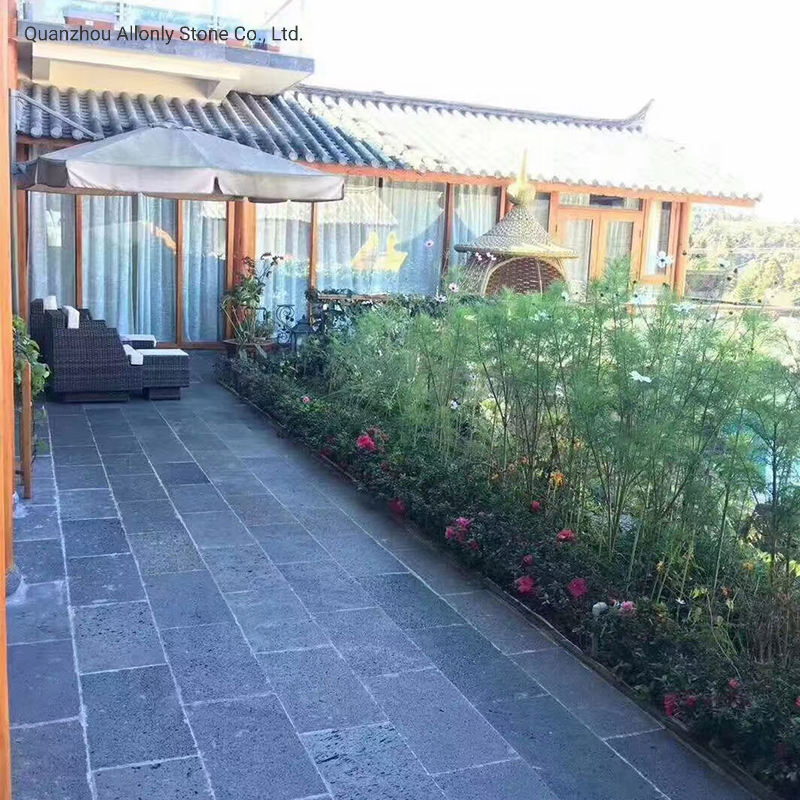 Outdoor Basalt Tiles Black Floor Paving Volcanic Lava Stone
