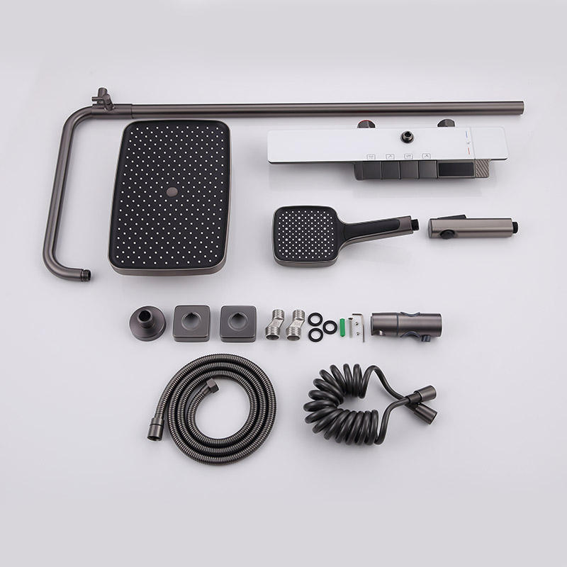 Gun Grey Simple High Pressure Rainfall Sprinkler Mixer Wholesale Bathroom Shower Set
