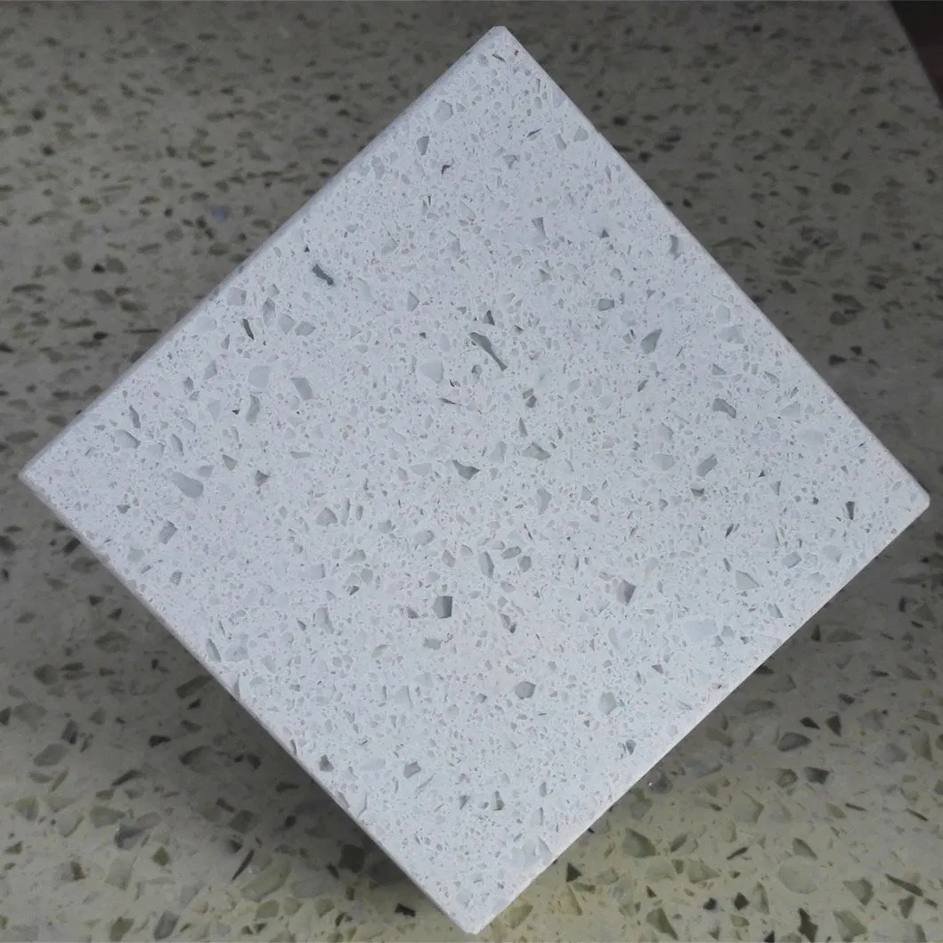 White Color with Larger Particles Quartz Stone Slab