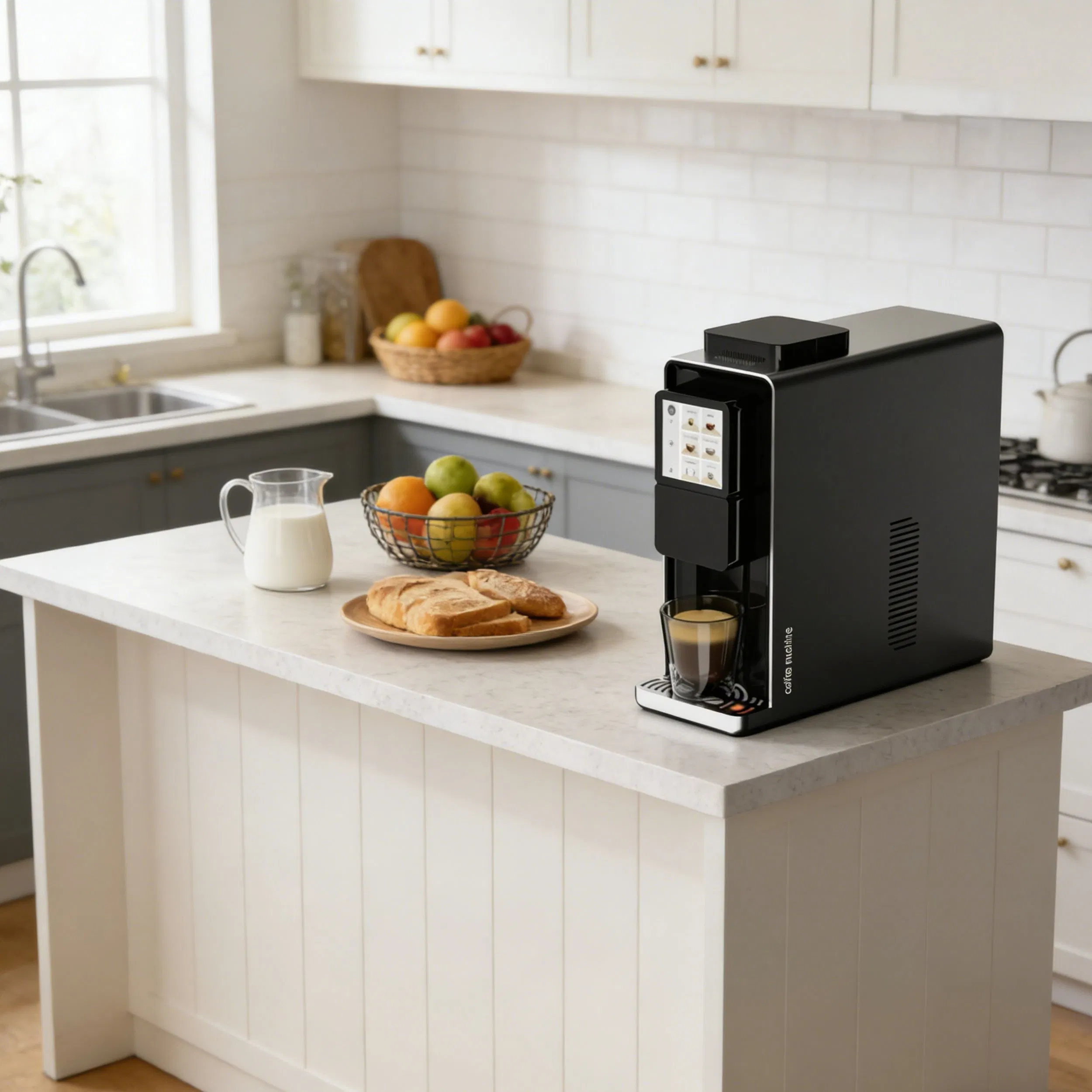 Longbank New Mold Factory Cheap Price 1L Water Tank Brushless Torque Motor Drive Fully Automatic Coffee Machine with Color Film