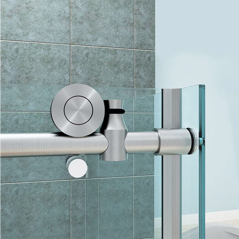 Stylish Frameless Corner Shower Door with Fixed Glass Panel