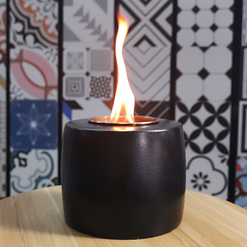 Indoor Mini Table Top Fire Pit Steel Fire Bowl Round Concrete Firepit Tabletop Fireplace