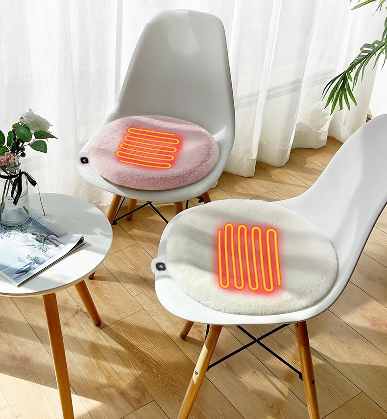 Faux Fur Heated Seat Pad Removable Cover Without Powerbank
