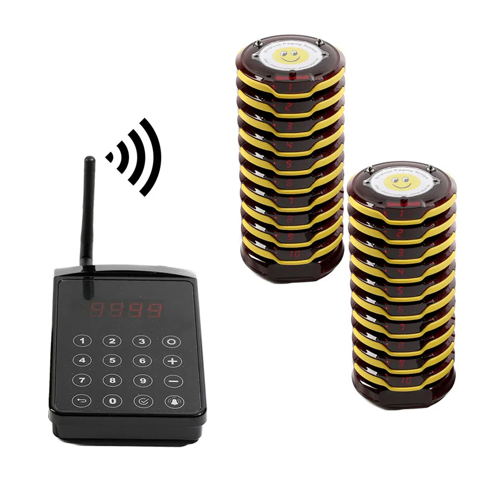 Wireless Calling System Restaurant Pager System 20 Buzzers Waterproof Breakproof