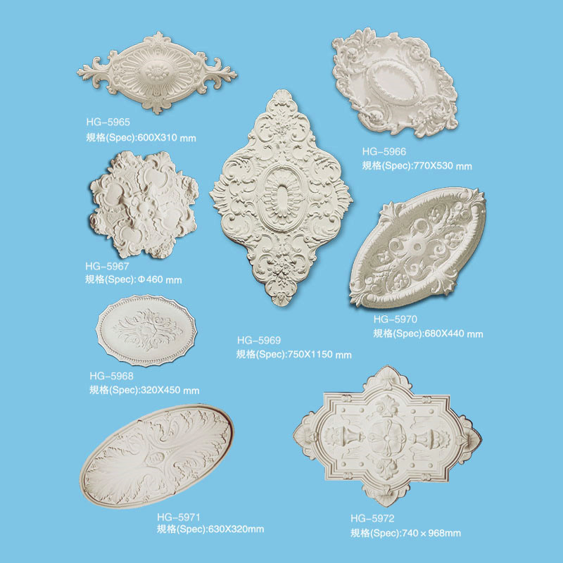 Modern European PU Ceiling Rose High Density Polyurethane Ceiling Tiles Interior Ceiling Medallion Moulding