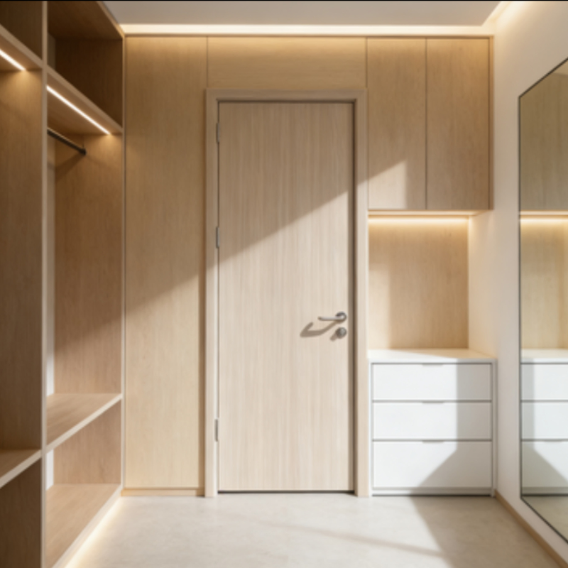 High Quality Metal Frame Fire Resistant School Building Interior Solid Wooden Door with Lock System