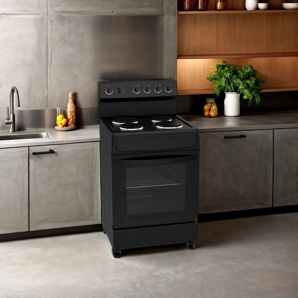 Compact Back-Controlled Electric Oven with Dual Hotplate Function